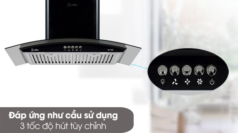 Bảng điều khiển của Máy hút mùi tum kính Sevilla SV-328