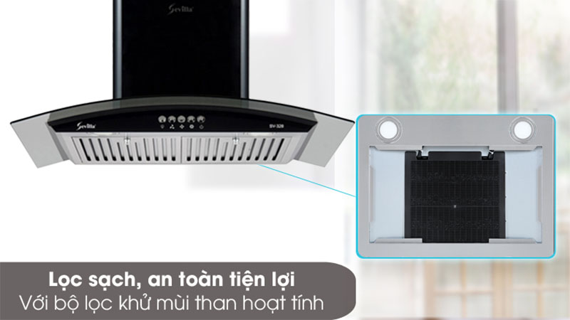 Bộ lọc than hoạt tính của Máy hút mùi tum kính Sevilla SV-328