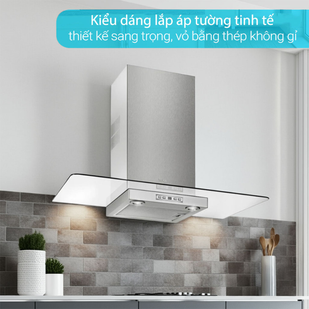 Máy hút mùi tum kính Teka DGW 77350 EOS thiết kế áp tường, chất liệu bền bỉ