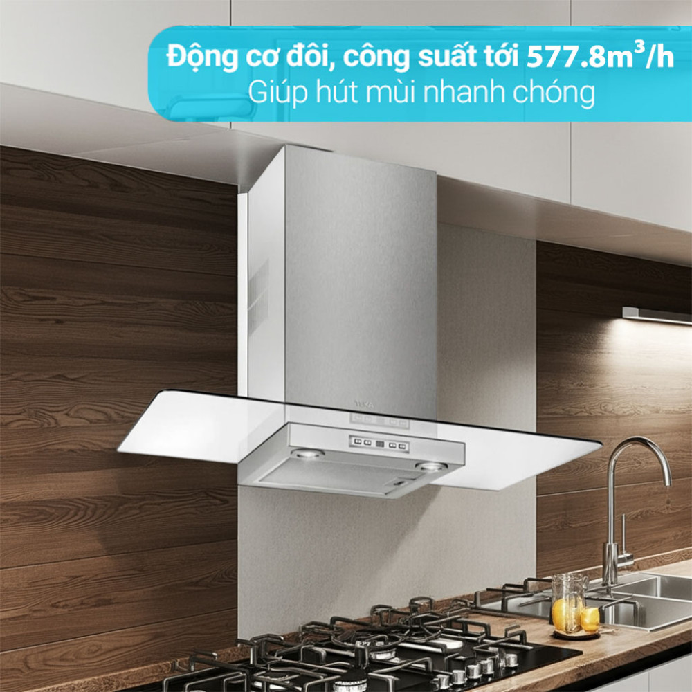Máy hút mùi tum kính Teka DGW 77350 EOS công suất hút mạnh mẽ làm việc hiệu quả