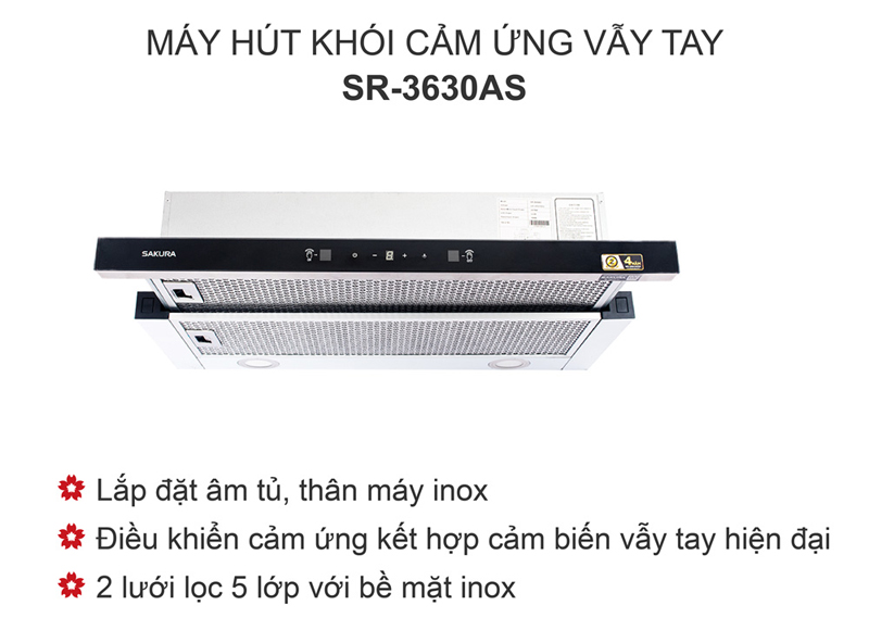 Máy hút mùi âm tủ Sakura SR-3630AS - Hàng chính hãng