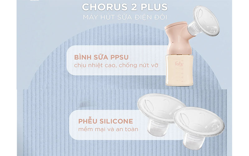 Máy hút sữa điện đôi Fatzbaby Chorus 2 Plus FB1184MX - Hàng chính hãng