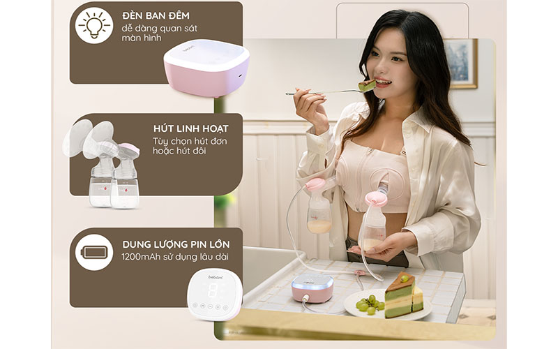 Máy hút sữa điện đôi Latteo 5 Beborn BP06TG - Hàng chính hãng