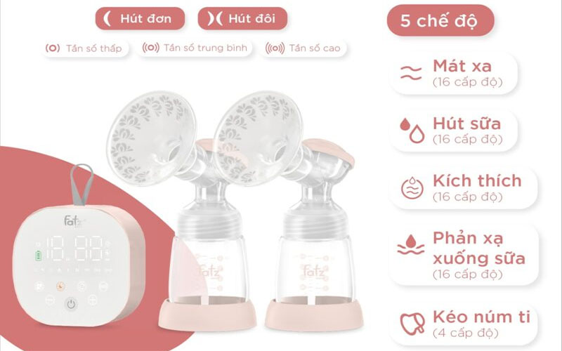 Máy hút sữa điện đôi Resonance 9 Fatzbaby FB1167MB - Hàng chính hãng