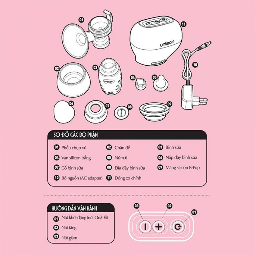 Máy hút sữa điện đơn Unimom Kpop-Eco UM871104 - Hàng chính hãng