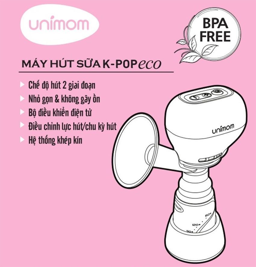 Máy hút sữa điện đơn Unimom Kpop-Eco UM871104 - Hàng chính hãng