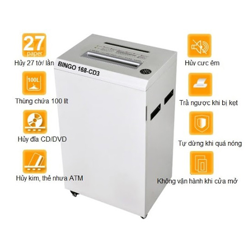 Tính năng nổi bật của máy hủy tài liệu công nghiệp Bingo 168-CD3