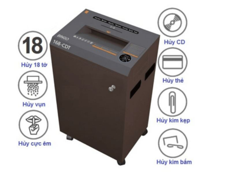 Hủy được kim kẹp, kim bấm, ID Card, đĩa CD...