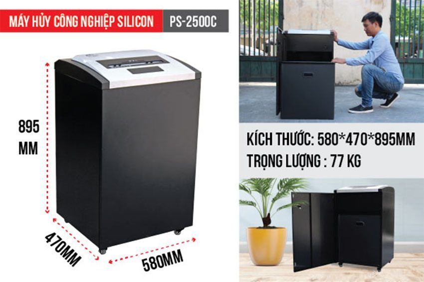 Máy hủy tài liệu công nghiệp Silicon PS-2500C - Hàng chính hãng