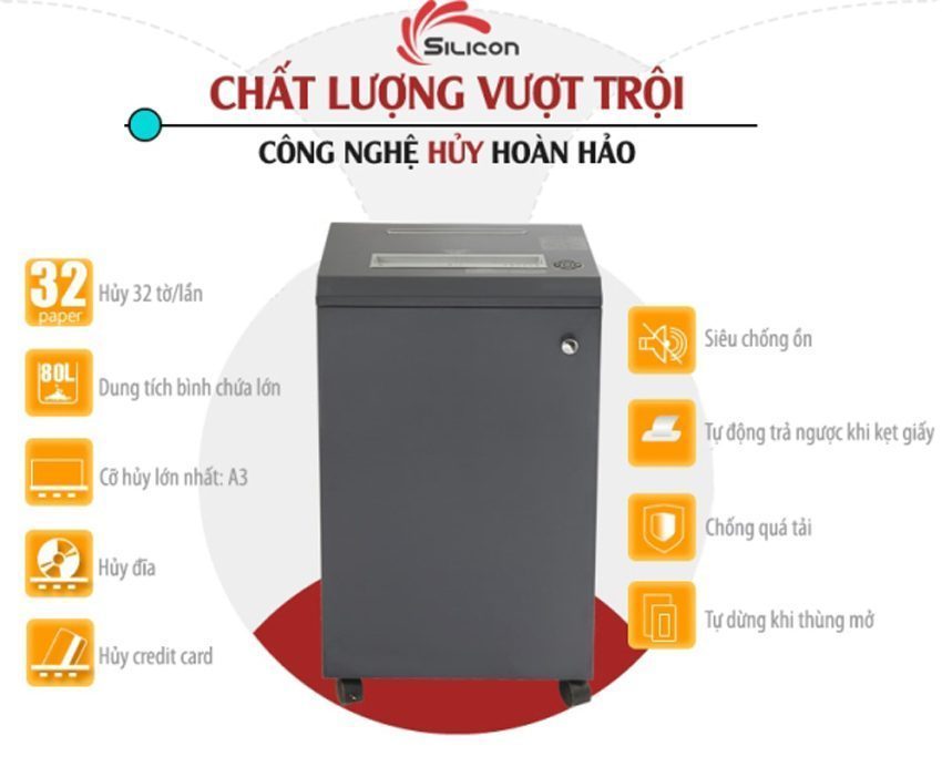 Máy hủy công nghiệp Silicon PS-510C - Hàng chính hãng