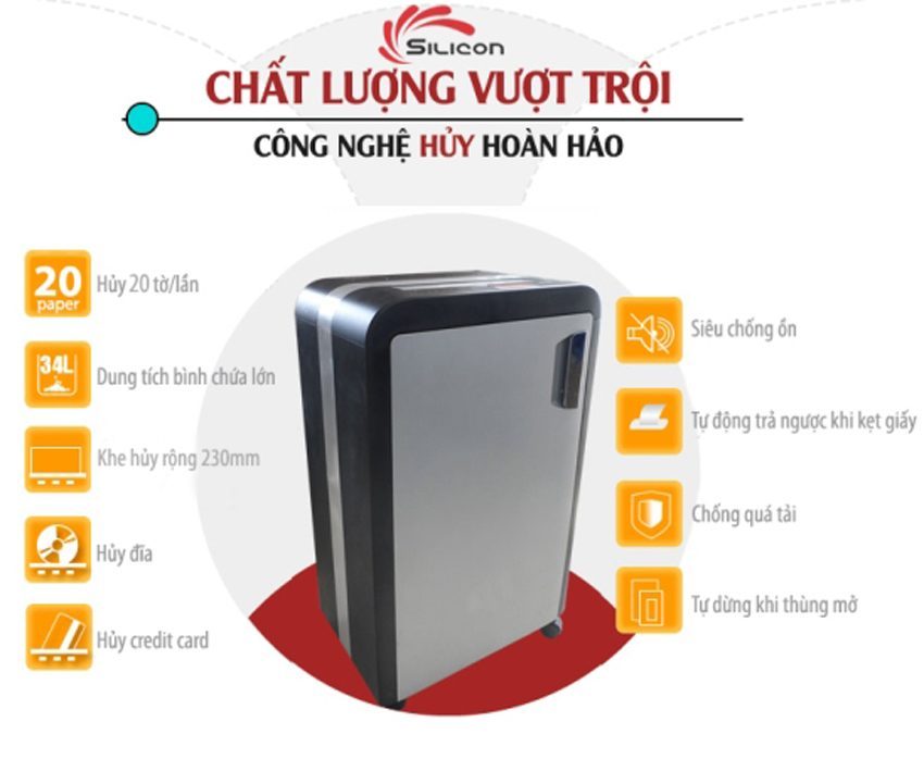 Máy hủy tài liệu Silicon PS-890C - Hàng chính hãng