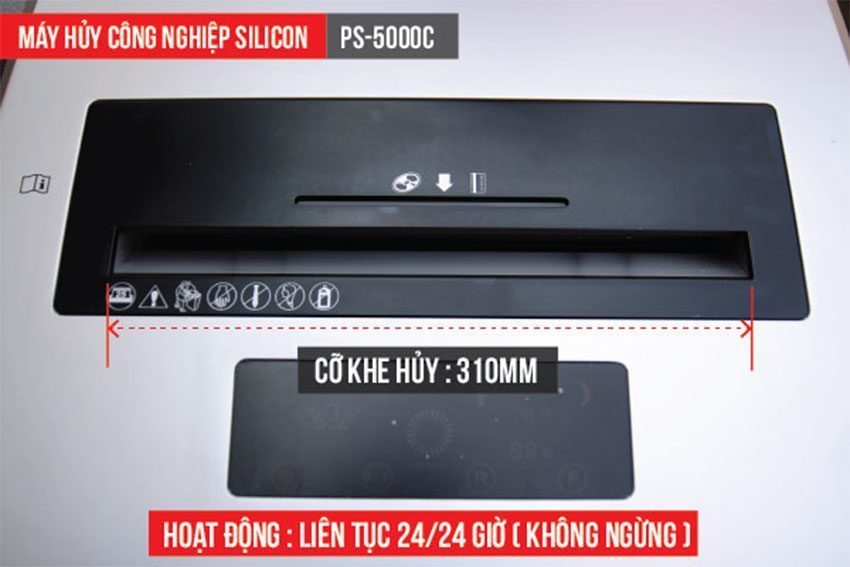 Máy hủy tài liệu công nghiệp Silicon PS-5000C - Hàng chính hãng