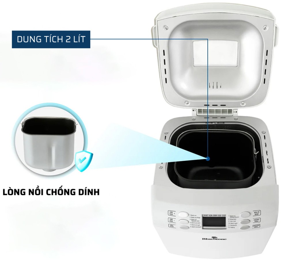 Dung tích 2 lít, làm được 900gr bánh.