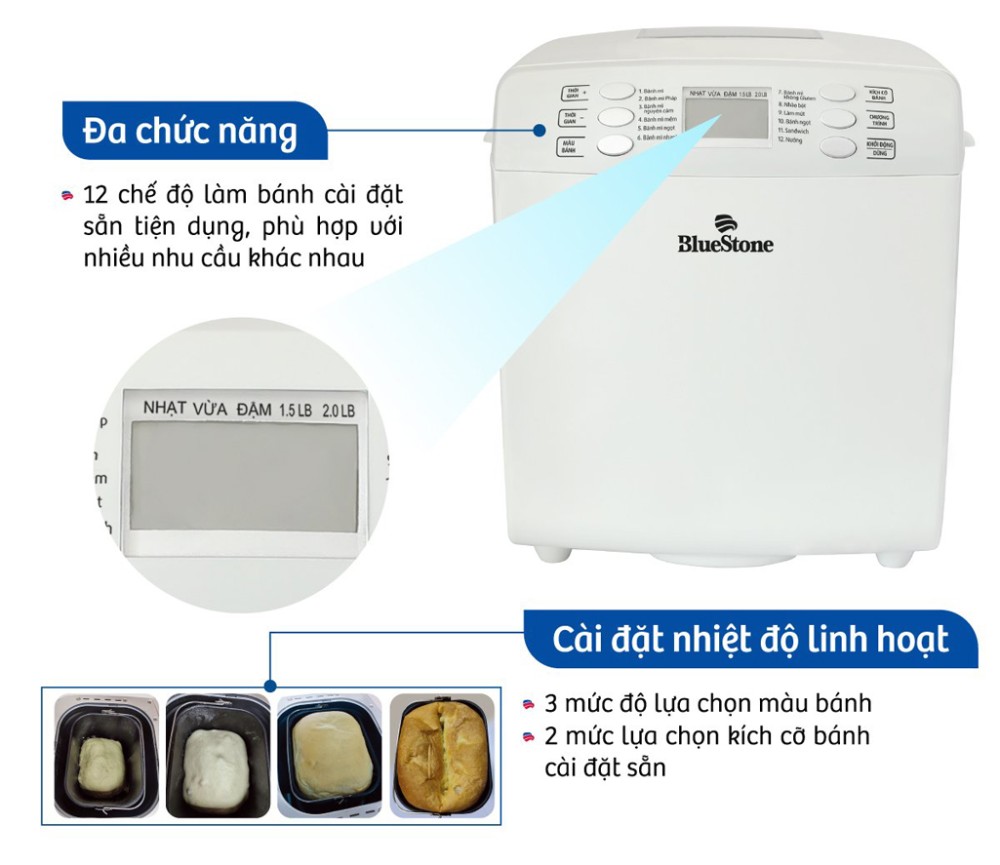 . Có 12 chương trình làm bánh tự động, đa dạng món ngon