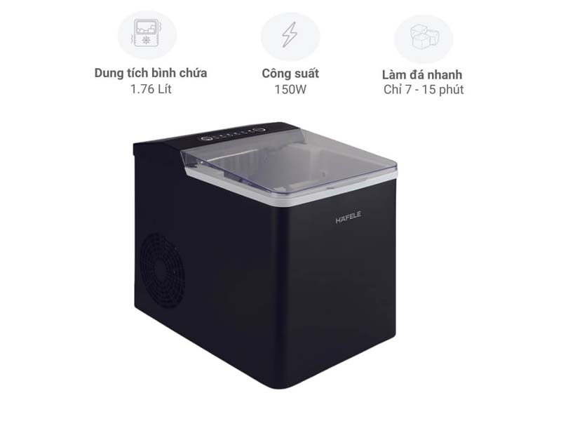 Công suất hoạt động 150W, cho khả năng làm được 12 kg đá / 1 ngày.