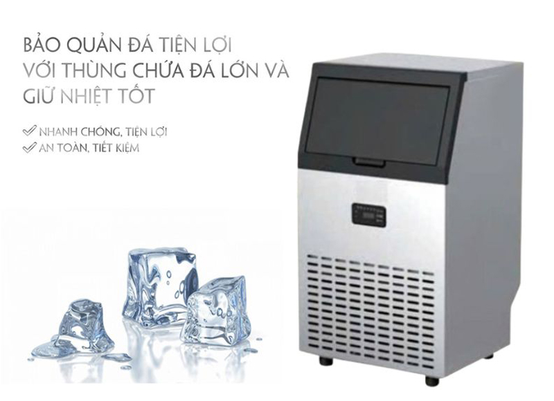 Công suất 70 Kg/24h, Thùng chứa đá 18kg