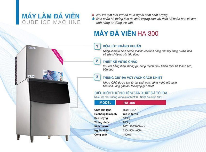 Chức năng của máy làm đá viên Hải Âu HA-300