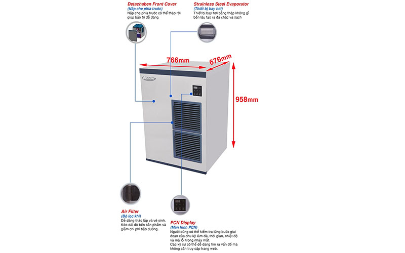 Máy làm đá viên Lassele LMI-900A - Hàng chính hãng