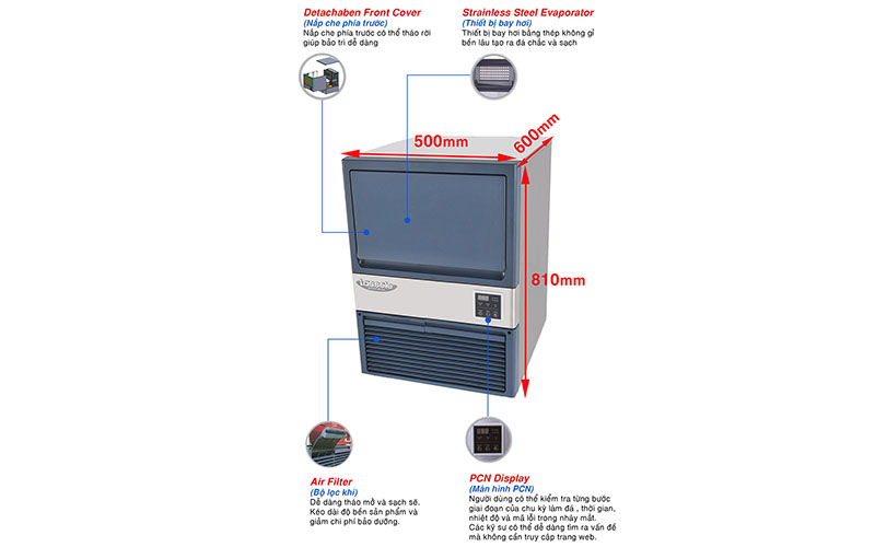 Máy làm đá viên Lassele LUI-60A - Hàng chính hãng
