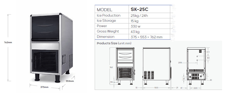Máy làm đá hình viên đạn Snooker SK-25C - Hàng chính hãng