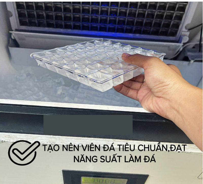 Năng suất làm đá 50kg/ngày, đáp ứng nhu cầu sử dụng cho nhà hàng, khách sạn, quán nước