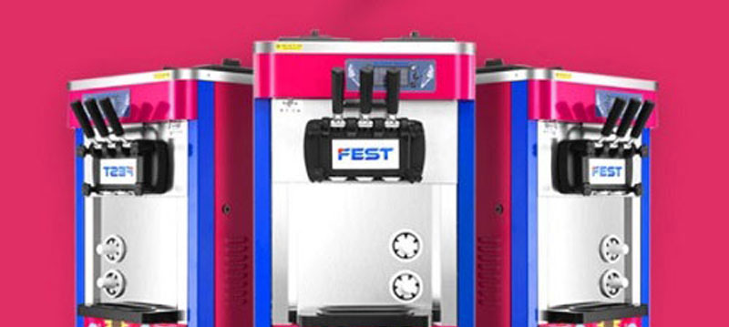 Máy làm kem 2 ngăn chứa với 3 vòi lấy kem