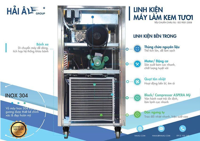 Linh kiện của máy làm kem tươi Hải Âu HAK 525