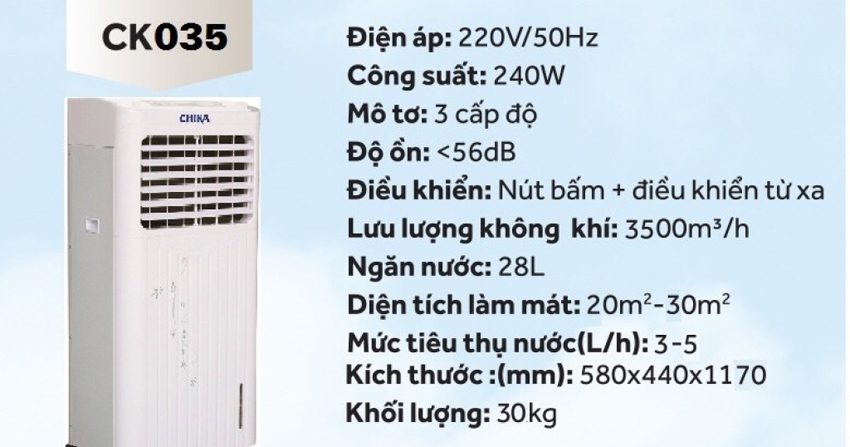 Máy làm mát không khí Chika CK035 - Hàng chính hãng