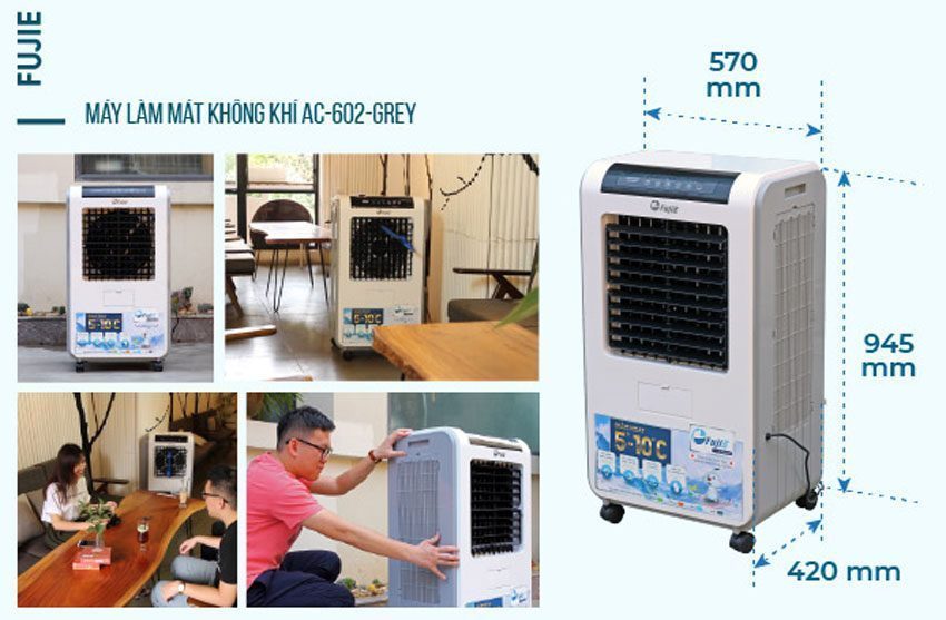 Máy làm mát Fujie AC-602 Grey - Hàng chính hãng