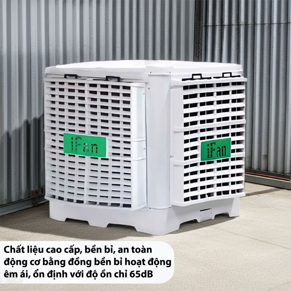Máy làm mát cố định công nghiệp iFan FAB-18CT sử dụng động cơ đồng cho khả năng hoạt động êm ái, ổn định