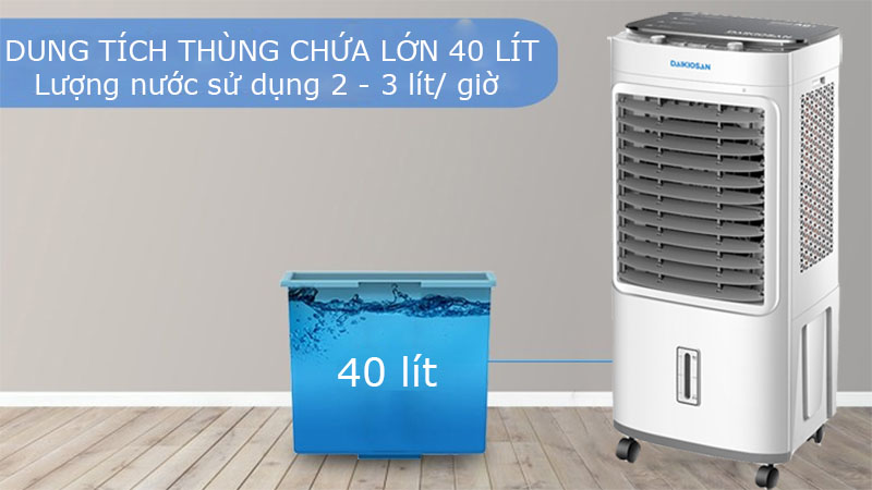 Dung tích thùng chứa nước của Máy làm mát không khí Daikiosan DM102