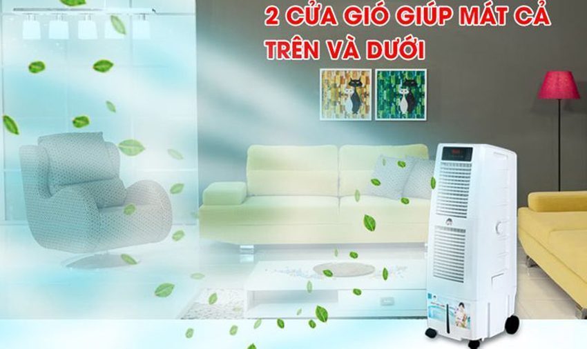 2 cửa gió giúp mát cả trên và dưới của máy làm mát không khí Ikura I-87