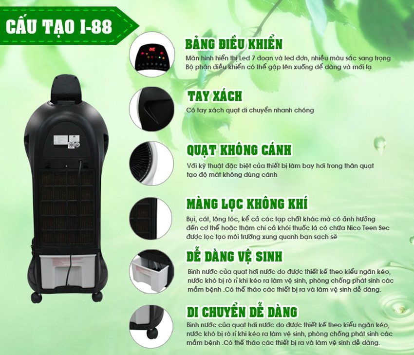 Máy làm mát không khí Iruka I-88 - Hàng chính hãng