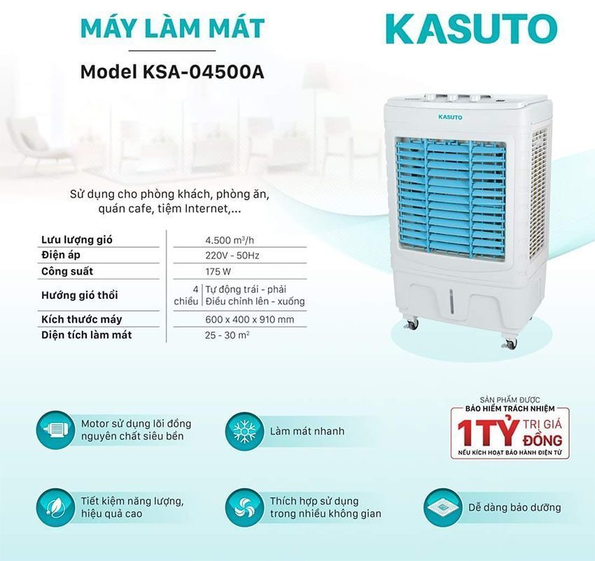 Máy làm mát không khí Kasuto KSA-04500A - Hàng chính hãng