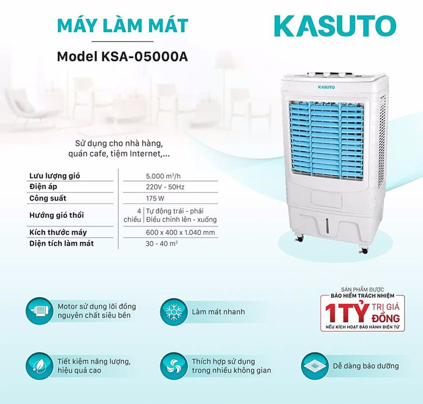 Máy làm mát không khí Kasuto KSA-05000A - Hàng chính hãng