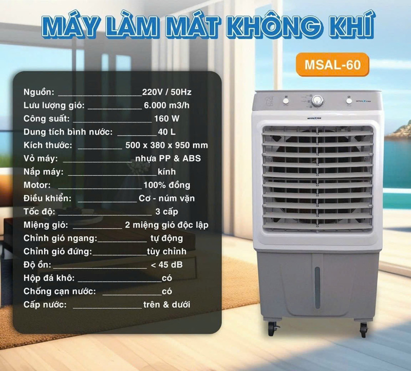 Máy làm mát không khí MitsuXFan MSAL-60 - Hàng chính hãng