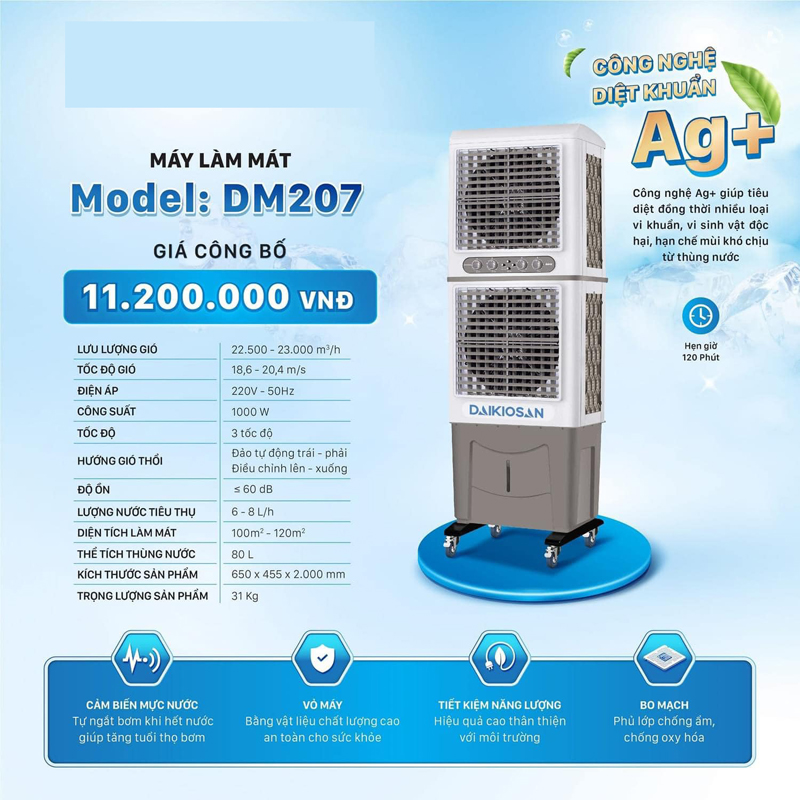 Máy làm mát không khí Daikiosan DM207 - Hàng chính hãng
