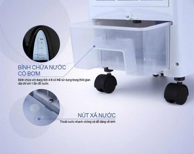 Bình nước 4 lít, có nút xả cặn thuận tiện cho việc vệ sinh