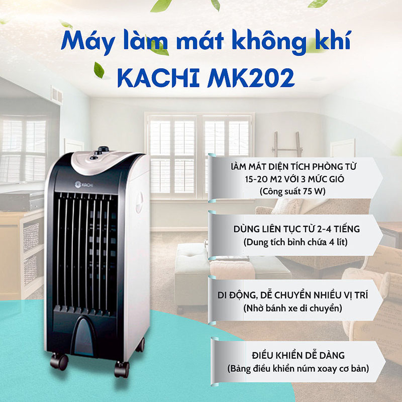Máy làm mát không khí Kachi MK202 có nhiều tính năng ưu việt