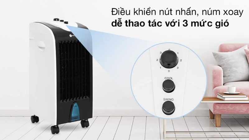 Điều khiển tốc độ phù hợp bằng núm xoay trên thân quạt