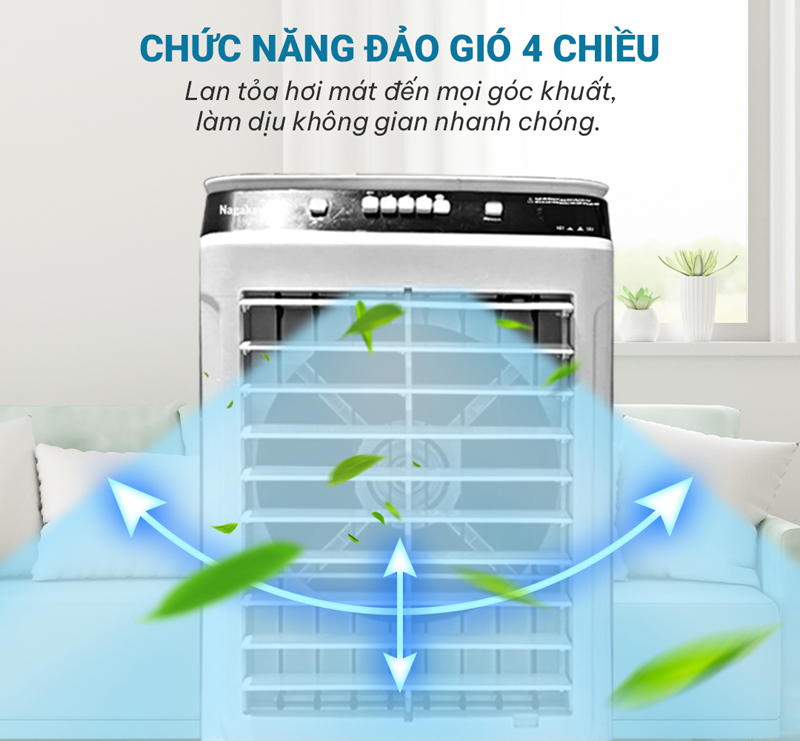 Chức năng đảo gió 4 chiều, mang hơi mát tỏa đều khắp gian phòng