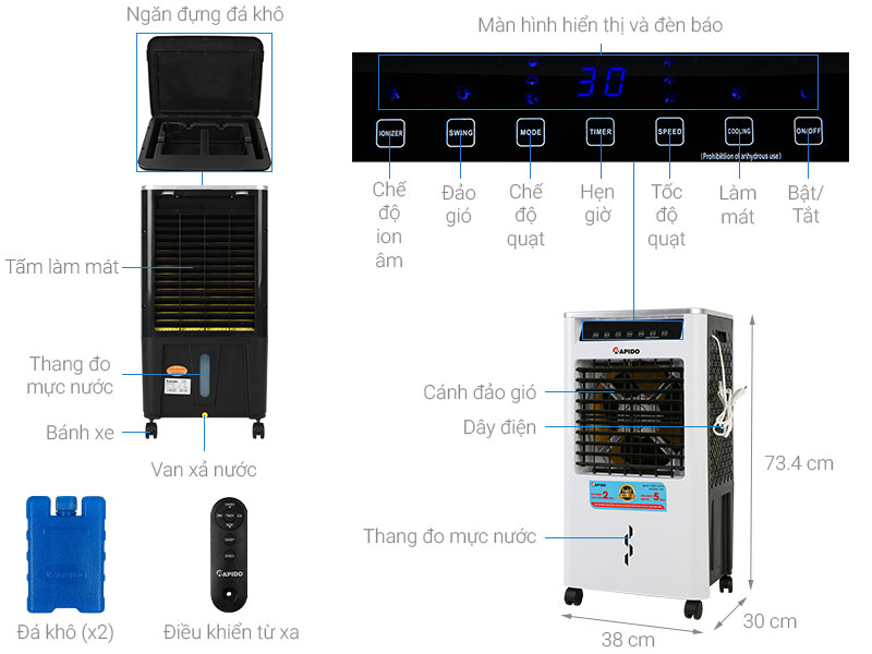 Tổng thể may làm mát không khí rapido everest 3000d