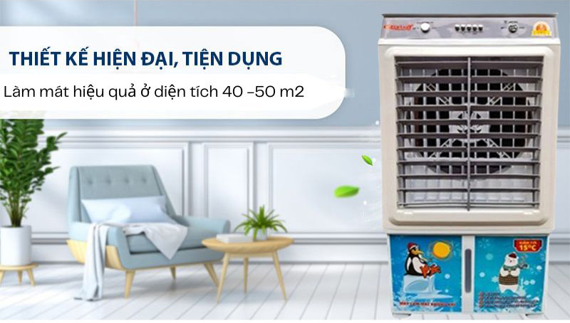 Lưu lượng gió lớn 5500 m3/h, đáp ứng được nhu cầu làm mát với diện tích 40 - 50m2 