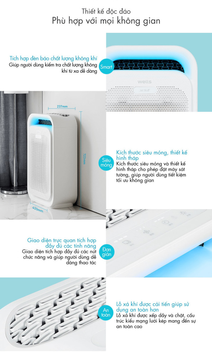 Thiết kế kiểu dáng hiện đại, tinh tế, tiện dụng, sở hữu gam màu trắng trang nhã