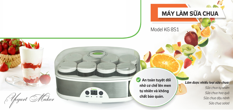 Máy làm sữa chua Kangaroo 8 cốc KG8S1 - Hàng chính hãng