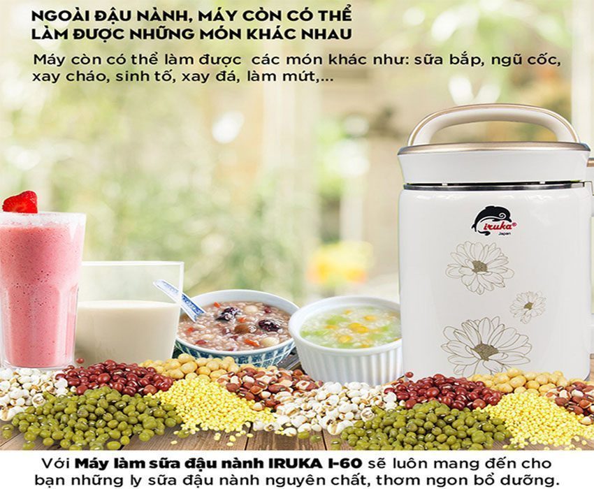 Máy làm sữa đậu nành Iruka I-60 - Hàng chính hãng