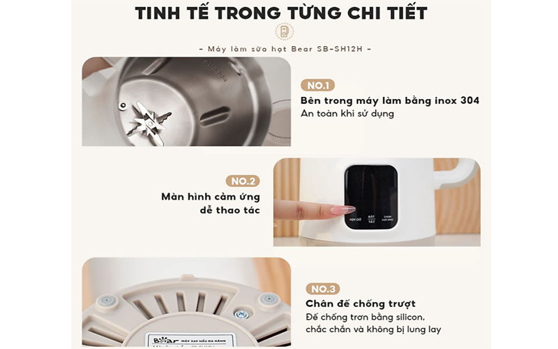 Thiết kế của Máy làm sữa hạt Bear SB-SH12H