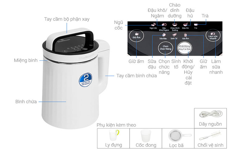 Máy làm sữa hạt Bluestone SMB-7330 - Hàng chính hãng