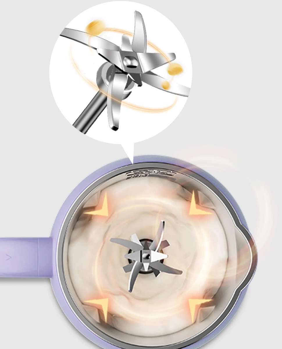 Lưỡi dao inox 304 không gỉ, thiết kế 8 cánh, giúp xay nhuyễn các loại hath