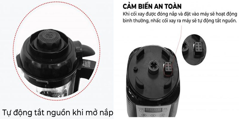ính năng an toàn của Máy làm sữa hạt Rapido RHB1800D